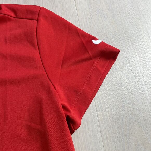Nike Golf Polo Women's Large Red Dri-Fit Shirt Golfing Attire Sleeve Swoosh Dri - Picture 4 of 15